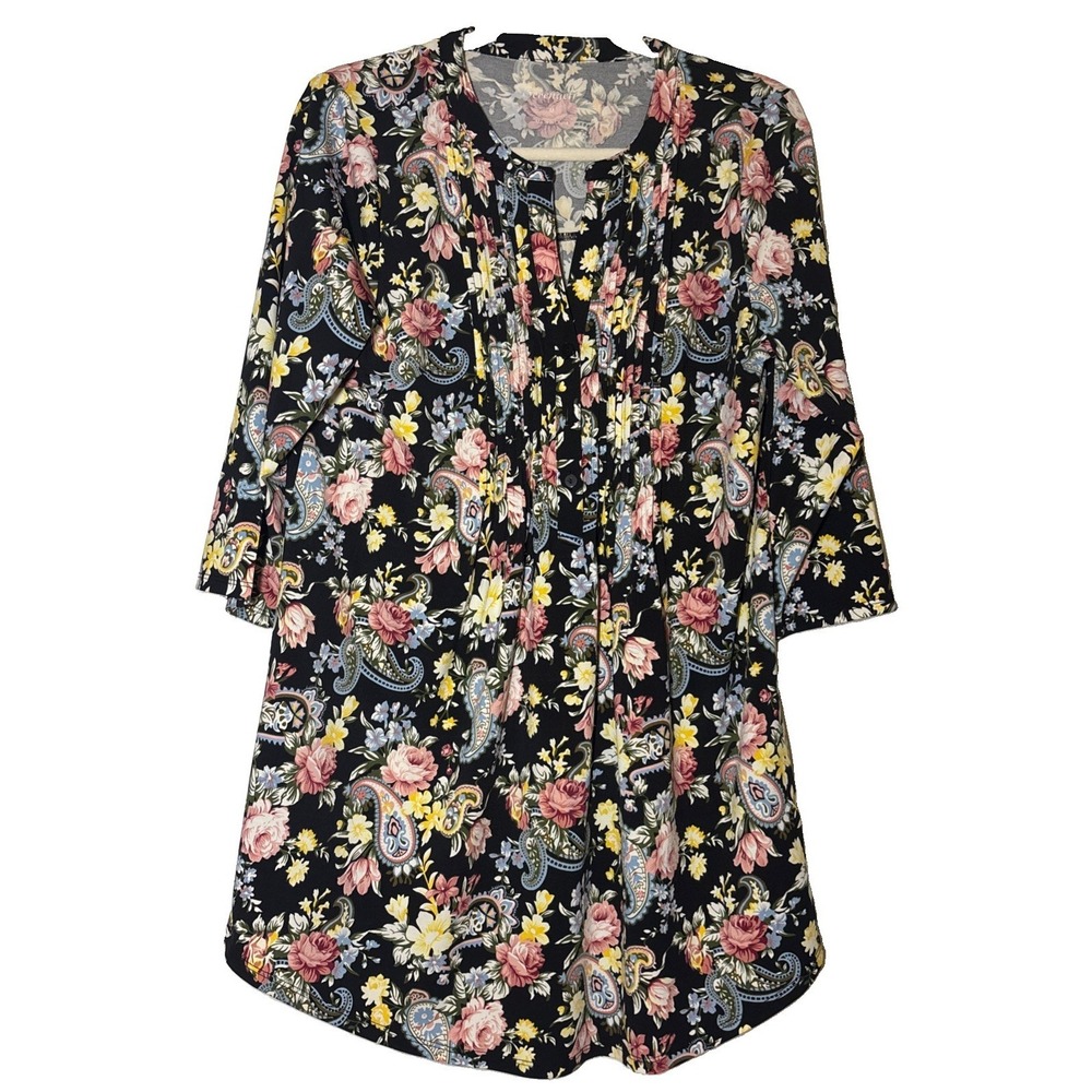 Serengeti Women's 3/4 Sleeve Floral Shift Dress Multicolor Size Medium